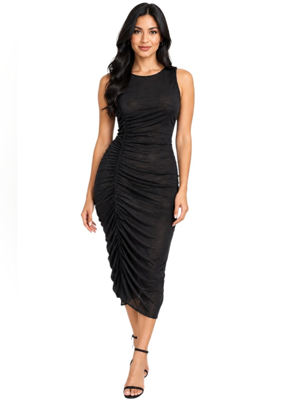 Vijo Couture - Asymmetrical Ruched Midi Dress